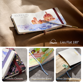MEEDEN Floral Fabric Multi-Media Sketchbook, 100% Cotton Hot Press 300gsm, Pocket 4.7×4.7"