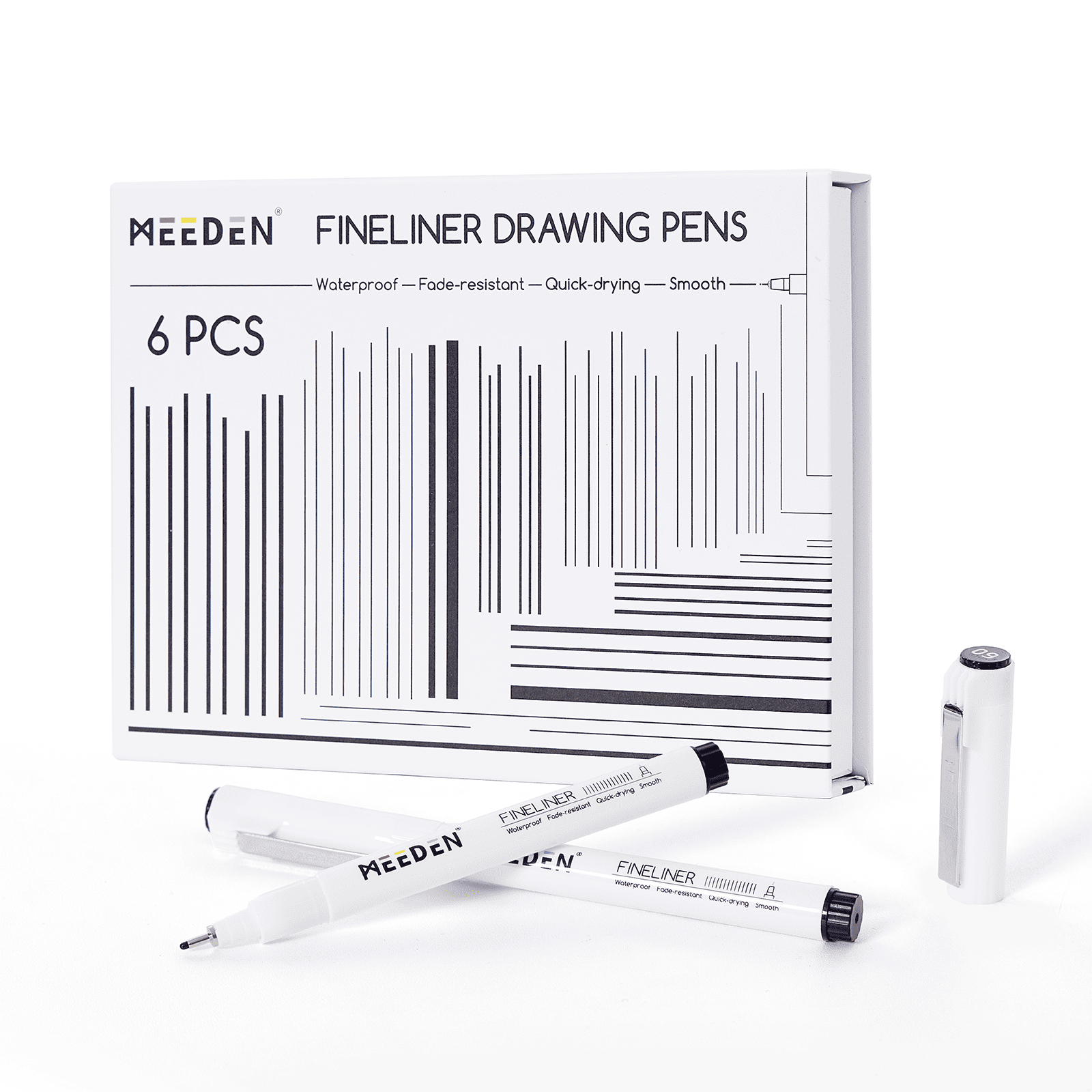 MEEDEN Black Micro Fineliner Pens – 6-Pack, 0.03mm-1mm, Waterproof Archival Ink for Drawing & Lettering