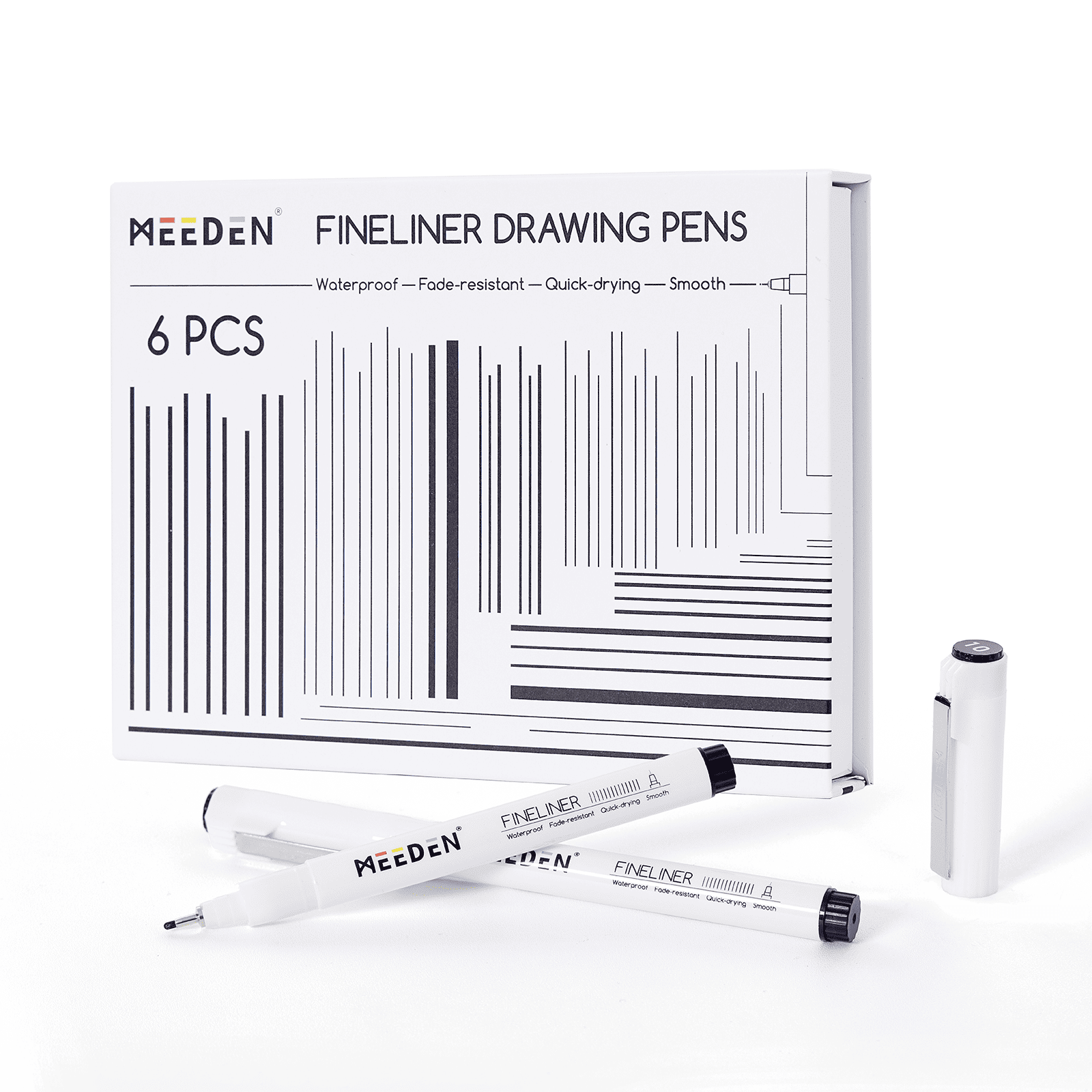 MEEDEN Black Micro Fineliner Pens – 6-Pack, 0.03mm-1mm, Waterproof Archival Ink for Drawing & Lettering