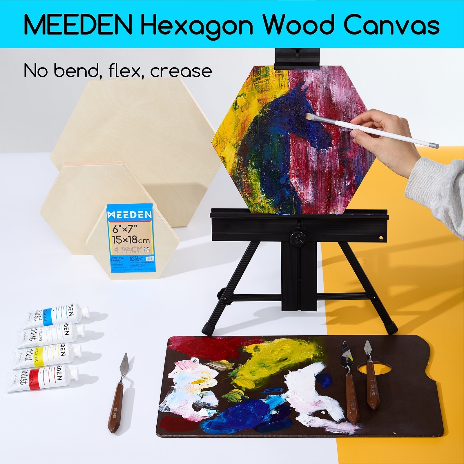 MEEDEN Hexagon Wood Canvas Panels