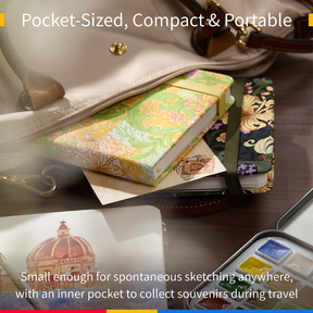 MEEDEN Floral Fabric Multi-Media Sketchbook, 100% Cotton Hot Press 300gsm, Pocket 4.7×4.7"