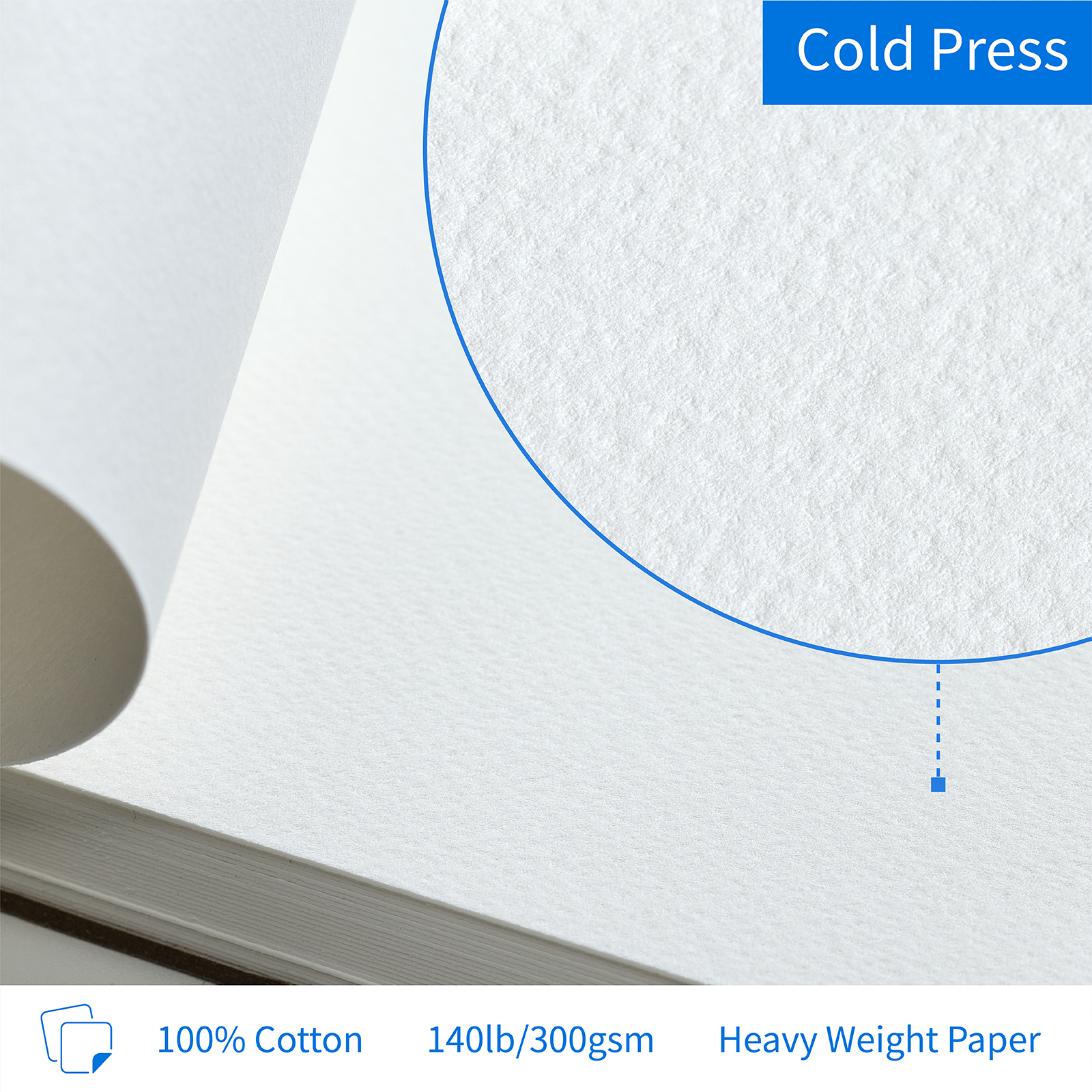 MEEDEN 100% Cotton Watercolor Sketchbook 300gsm Cold Press, 30 Sheets Spiral Bound