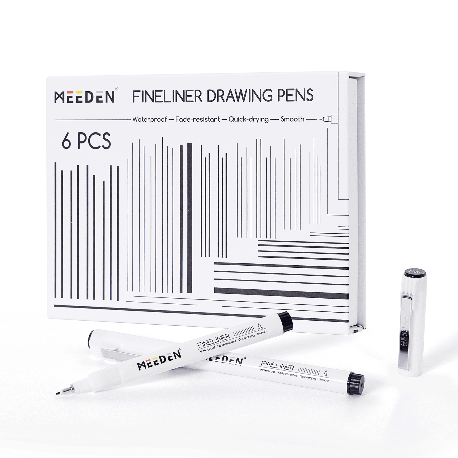 MEEDEN Black Micro Fineliner Pens – 6-Pack, 1mm-3mm , Waterproof Archival Ink for Drawing & Poster Art