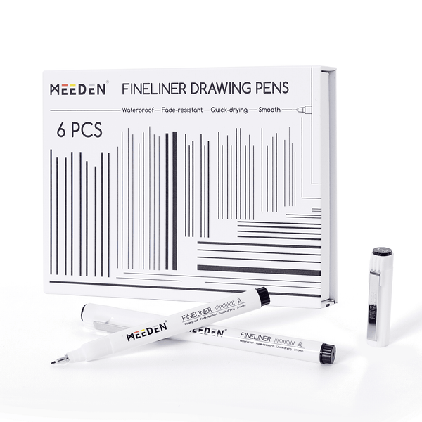 MEEDEN Black Micro Fineliner Pens – 6-Pack, 1mm-3mm , Waterproof Archival Ink for Drawing & Poster Art