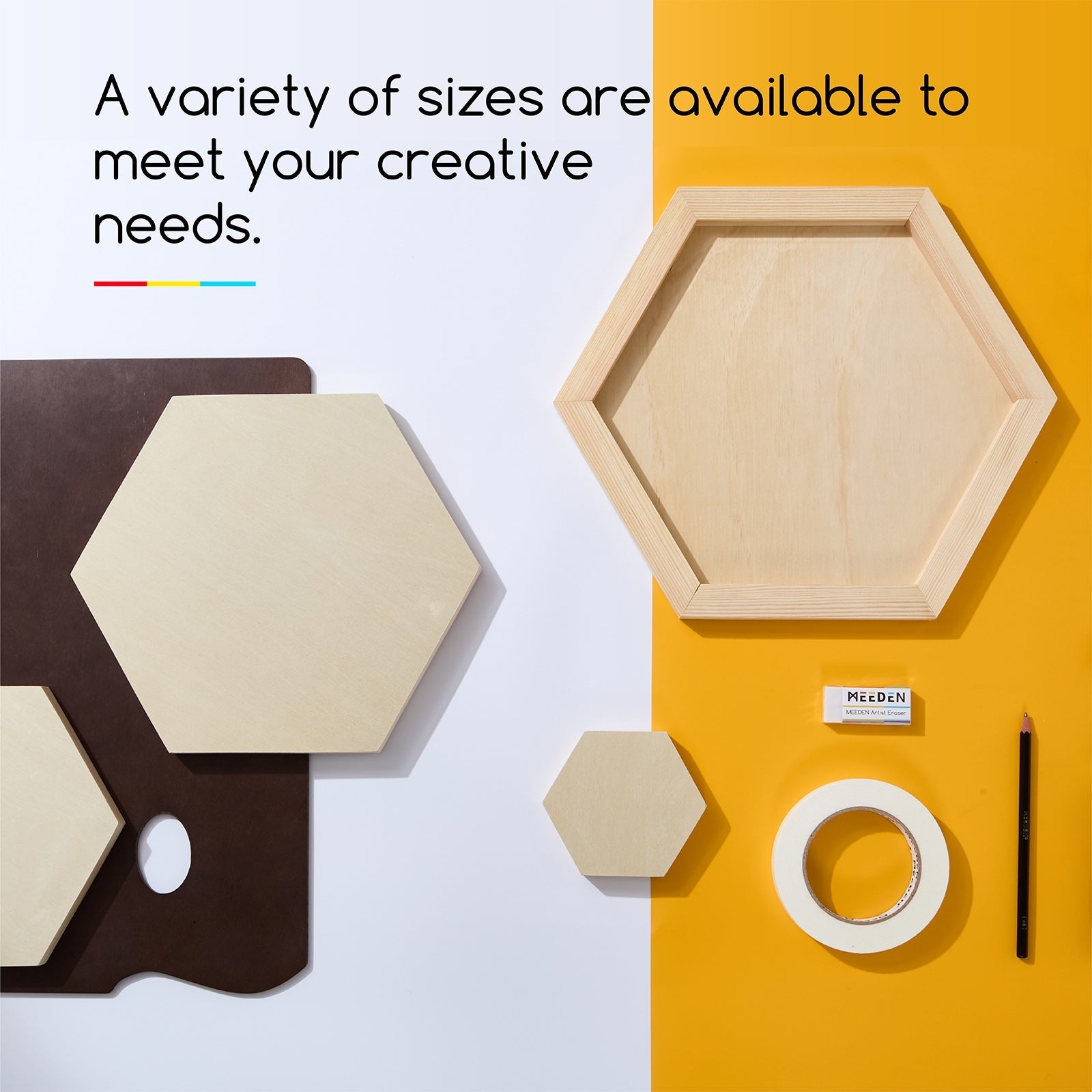 MEEDEN Hexagon Wood Canvas Panels