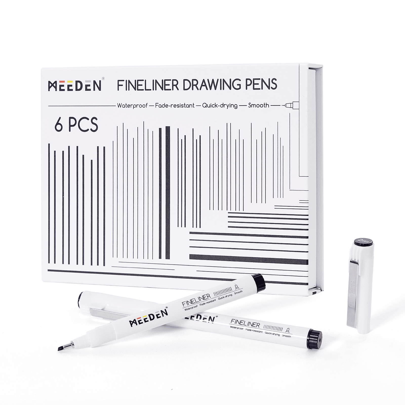 MEEDEN Black Micro Fineliner Pens – 6-Pack, 1mm-3mm , Waterproof Archival Ink for Drawing & Poster Art