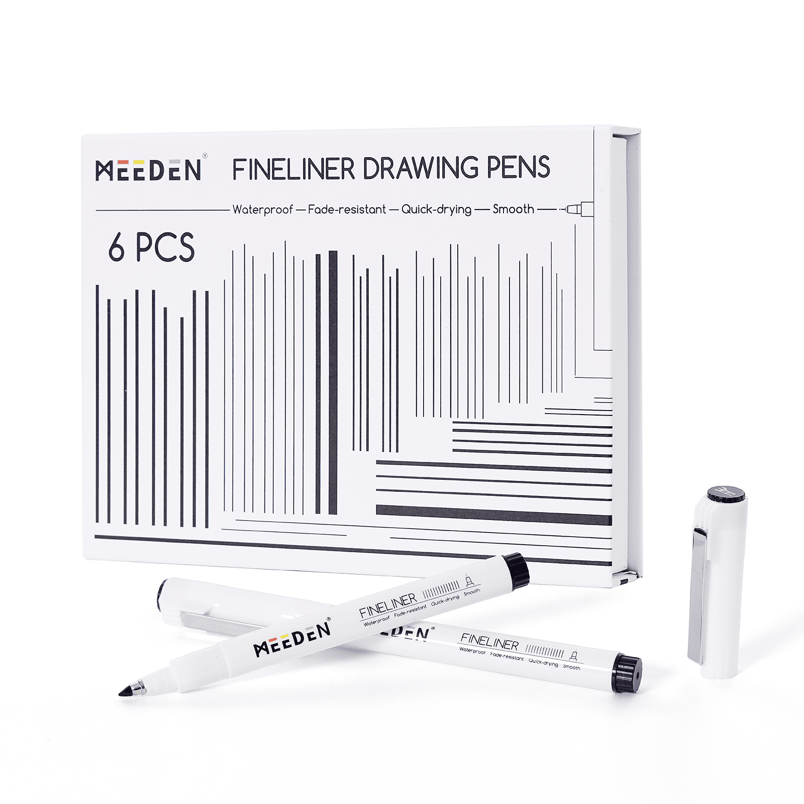MEEDEN Black Micro Fineliner Pens – 6-Pack, 1mm-3mm , Waterproof Archival Ink for Drawing & Poster Art
