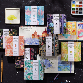 MEEDEN Floral Fabric Multi-Media Sketchbook, 100% Cotton Hot Press 300gsm, Pocket 4.7×4.7"