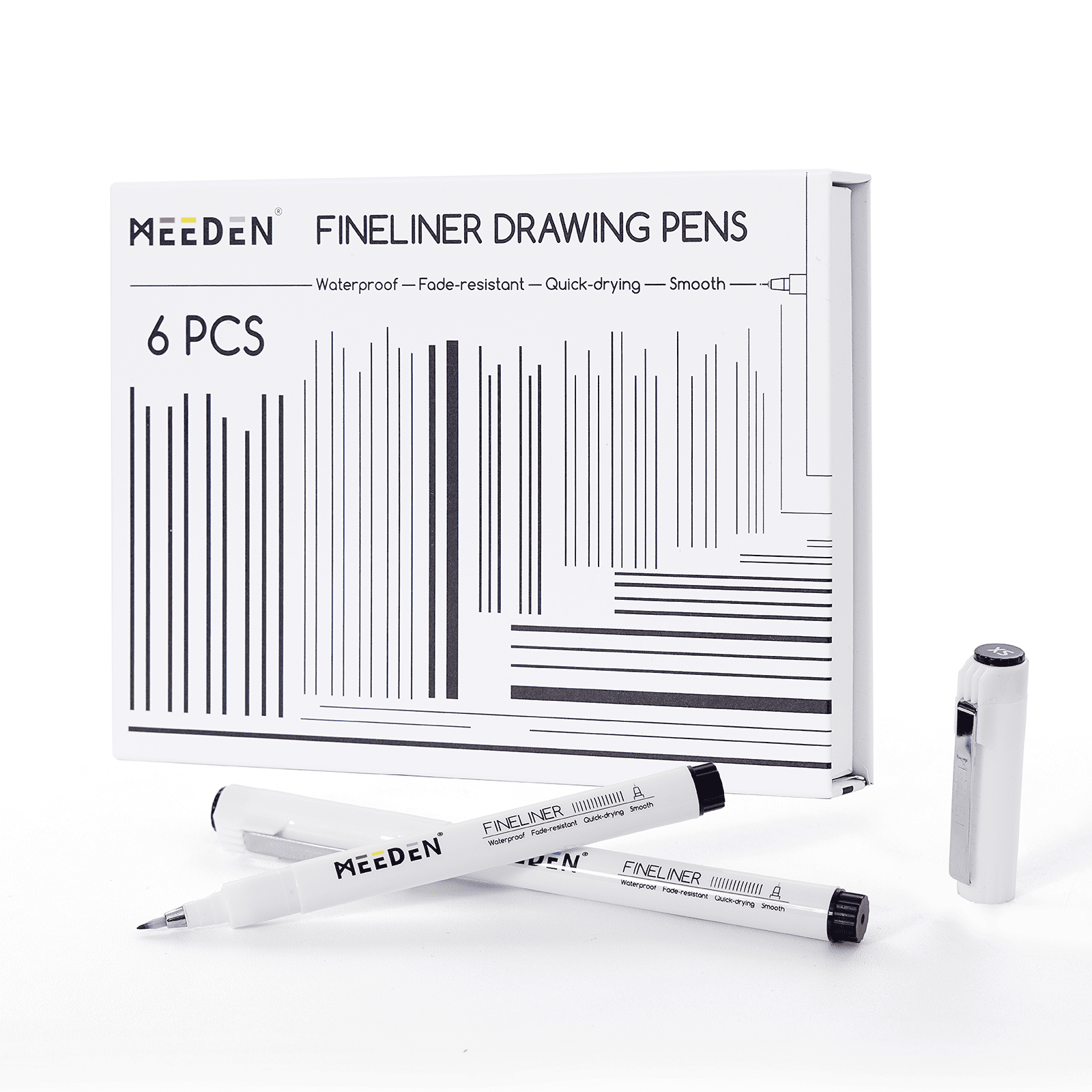 MEEDEN Black Micro Fineliner Pens – 6-Pack, 0.4-1.2mm, Waterproof Archival Ink for Sketching & Illustration