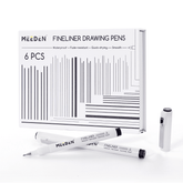 MEEDEN Black Micro Fineliner Pens – 6-Pack, 0.4-1.2mm, Waterproof Archival Ink for Sketching & Illustration