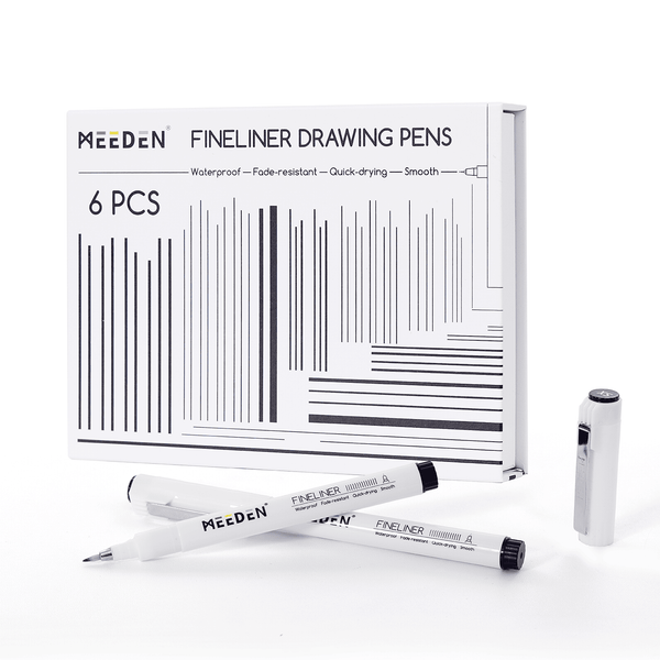 MEEDEN Black Micro Fineliner Pens – 6-Pack, 0.4-1.2mm, Waterproof Archival Ink for Sketching & Illustration