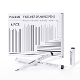 MEEDEN Black Micro Fineliner Pens – 6-Pack, 0.3-1.2mm, Waterproof Archival Ink for Sketching & Illustration