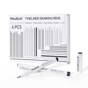 MEEDEN Black Micro Fineliner Pens – 6-Pack, 0.3-1.2mm, Waterproof Archival Ink for Sketching & Illustration