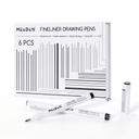 MEEDEN Black Micro Fineliner Pens – 6-Pack, 0.5-2mm, Waterproof Archival Ink for Sketching & Illustration