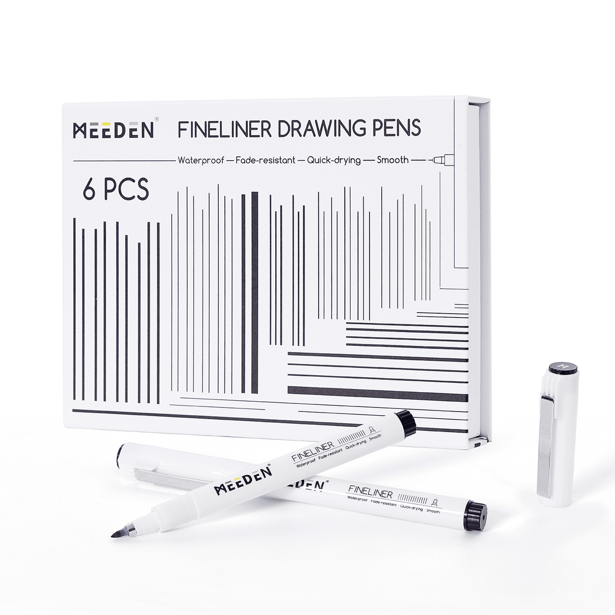 MEEDEN Black Micro Fineliner Pens – 6-Pack, 0.5-2mm, Waterproof Archival Ink for Sketching & Illustration