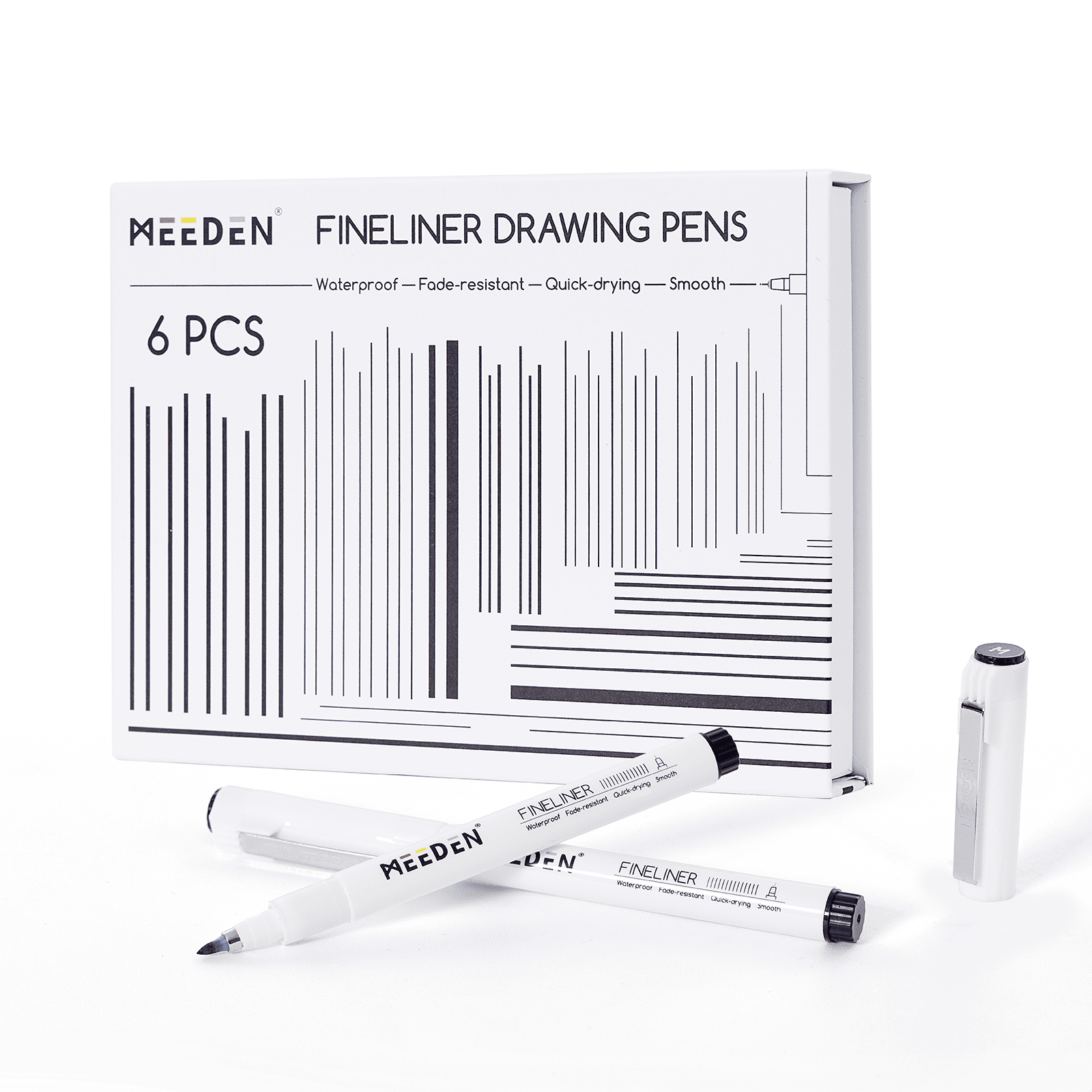 MEEDEN Black Micro Fineliner Pens – 6-Pack, 0.5-2mm, Waterproof Archival Ink for Sketching & Illustration