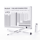 MEEDEN Black Micro Fineliner Pens – 6-Pack, 0.5-2mm, Waterproof Archival Ink for Sketching & Illustration