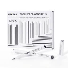 MEEDEN Black Micro Fineliner Pens – 6-Pack, 0.5-2mm, Waterproof Archival Ink for Sketching & Illustration