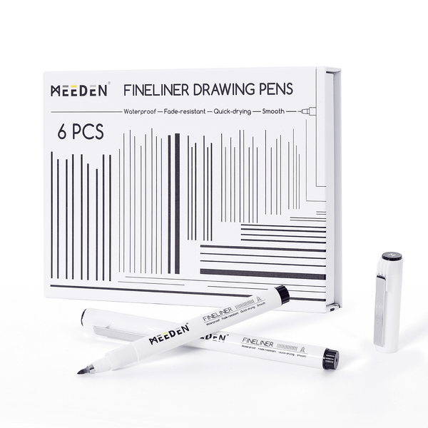 MEEDEN Black Micro Fineliner Pens – 6-Pack, 0.5-2mm, Waterproof Archival Ink for Sketching & Illustration