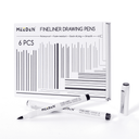 MEEDEN Black Micro Fineliner Pens – 6-Pack, 0.8-3mm, Waterproof Archival Ink for Sketching & Illustration
