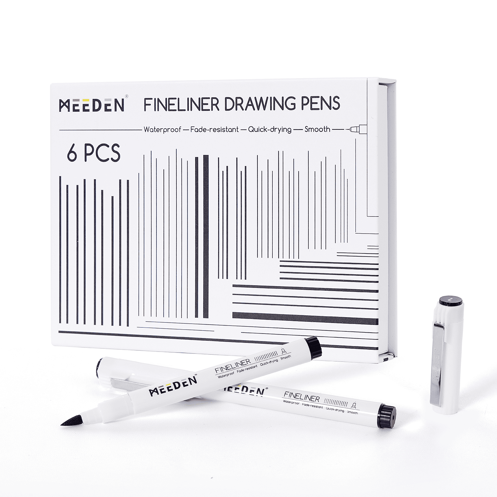 MEEDEN Black Micro Fineliner Pens – 6-Pack, 0.8-3mm, Waterproof Archival Ink for Sketching & Illustration