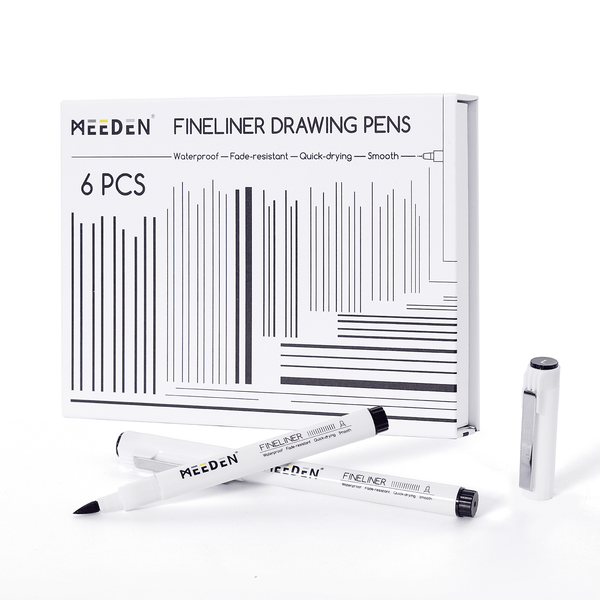 MEEDEN Black Micro Fineliner Pens – 6-Pack, 0.8-3mm, Waterproof Archival Ink for Sketching & Illustration