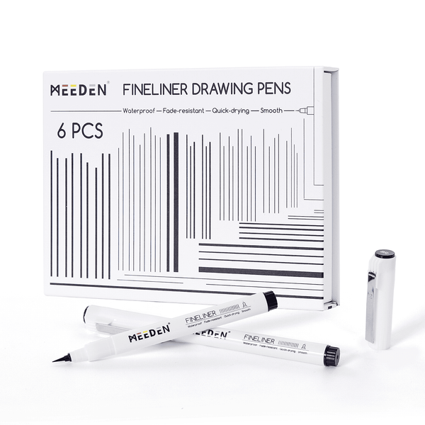 MEEDEN Black Micro Fineliner Pens – 6-Pack, 0.8-2mm, Waterproof Archival Ink for Lettering & Illustration