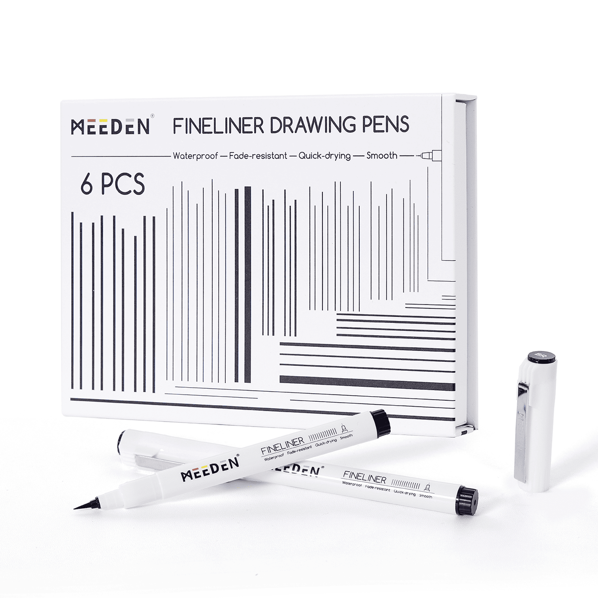 MEEDEN Black Micro Fineliner Pens – 6-Pack, 0.8-2mm, Waterproof Archival Ink for Lettering & Illustration