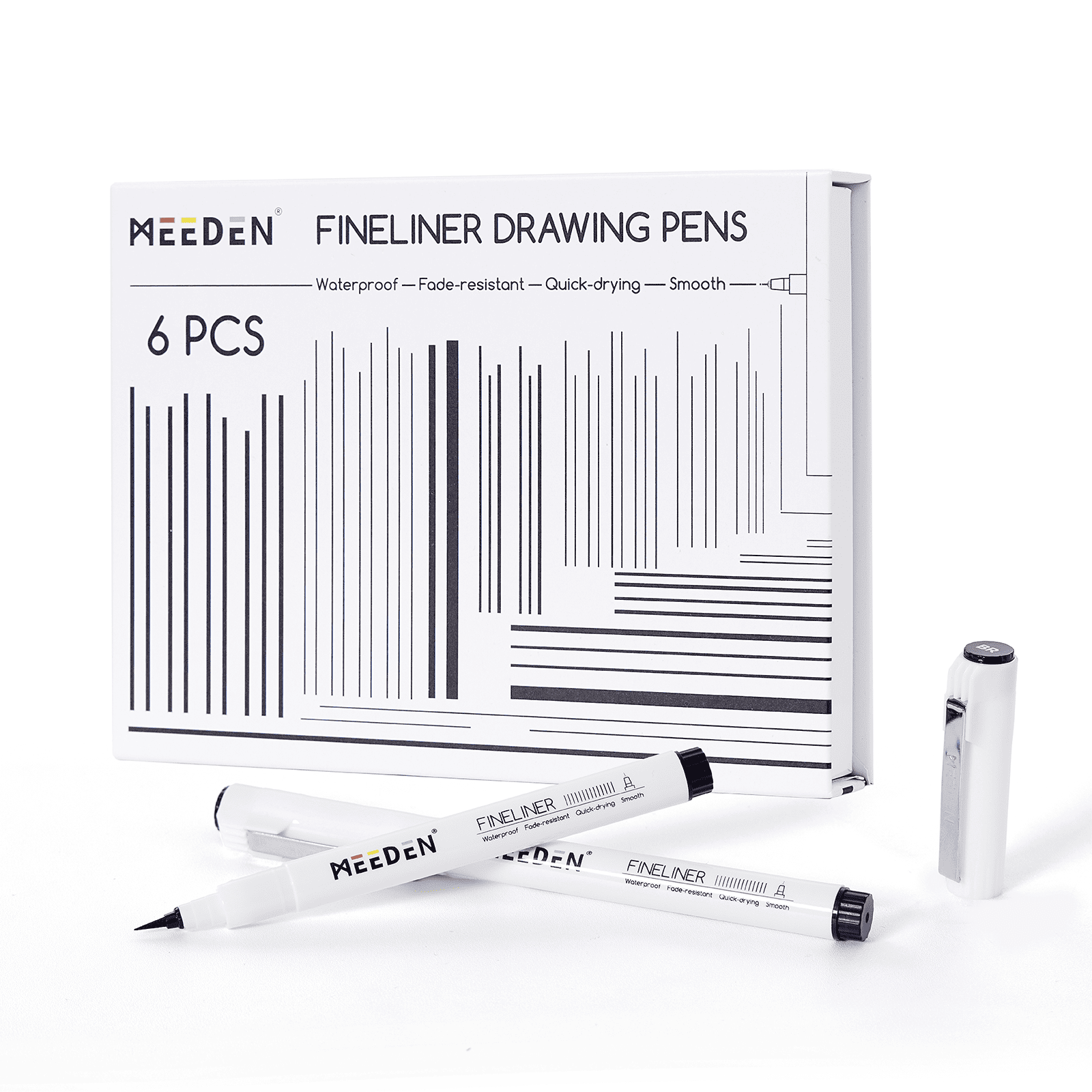 MEEDEN Black Micro Fineliner Pens – 6-Pack, 0.8-2mm, Waterproof Archival Ink for Lettering & Illustration