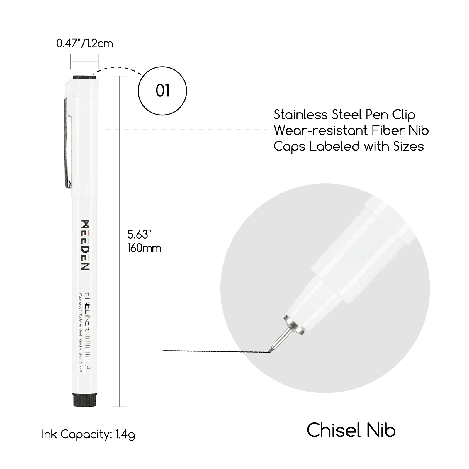 MEEDEN Black Micro Fineliner Pens – 6-Pack, 0.03mm-1mm, Waterproof Archival Ink for Drawing & Lettering