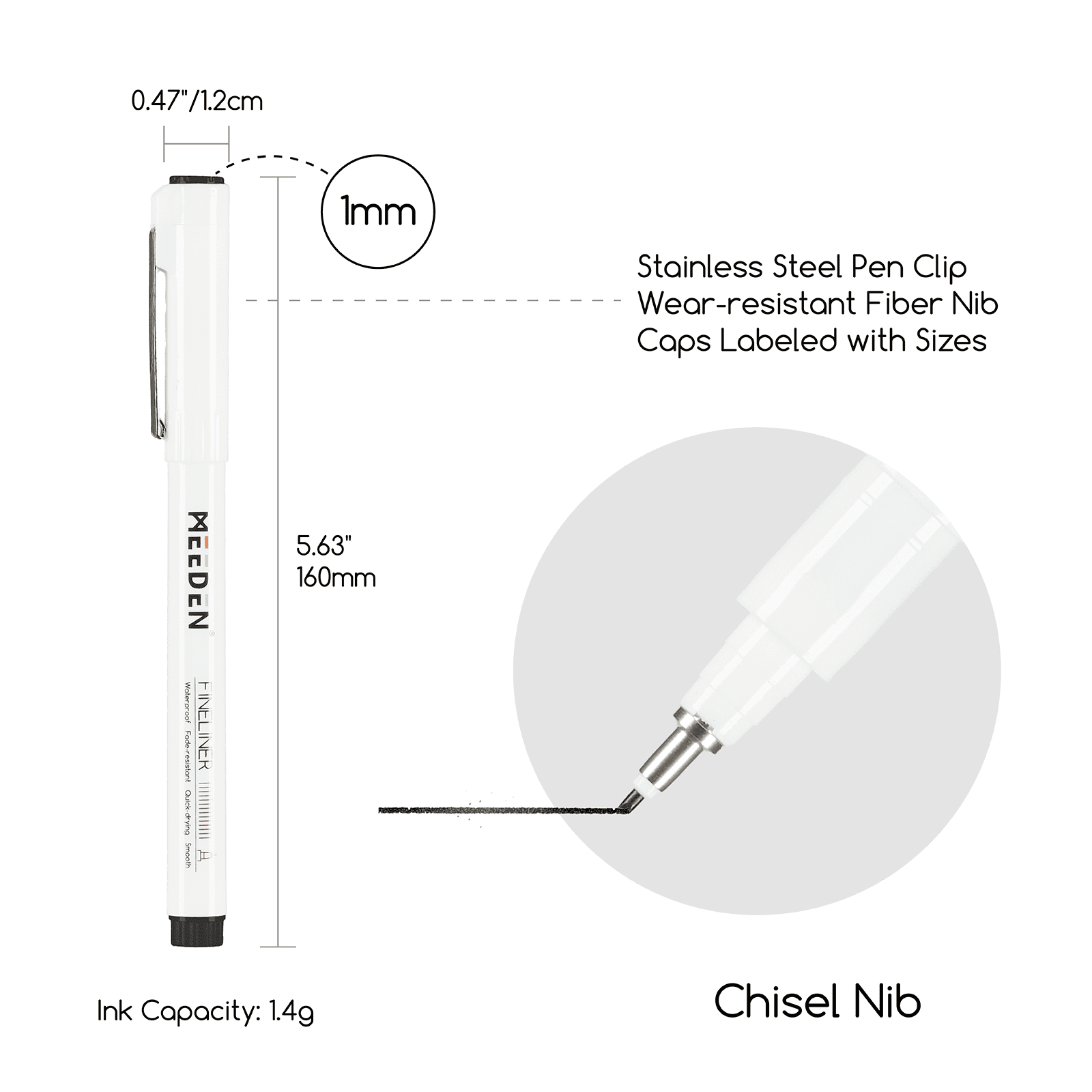 MEEDEN Black Micro Fineliner Pens – 6-Pack, 1mm-3mm , Waterproof Archival Ink for Drawing & Poster Art