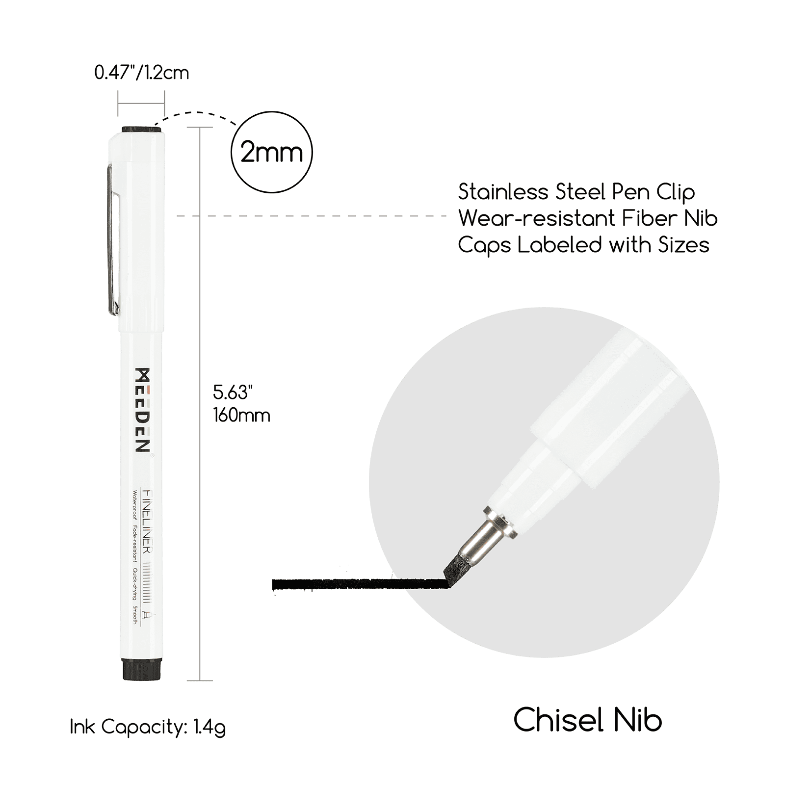 MEEDEN Black Micro Fineliner Pens – 6-Pack, 1mm-3mm , Waterproof Archival Ink for Drawing & Poster Art