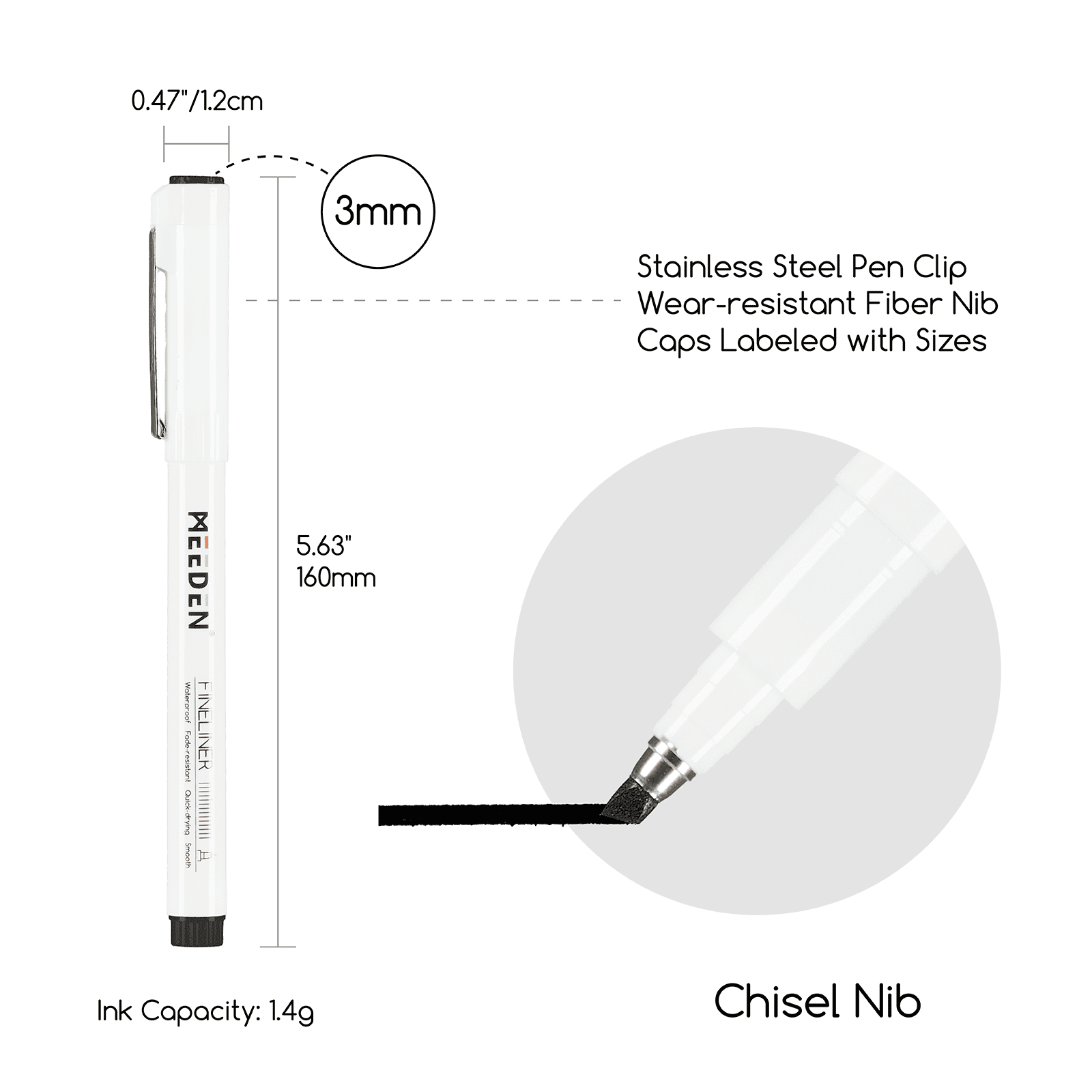 MEEDEN Black Micro Fineliner Pens – 6-Pack, 1mm-3mm , Waterproof Archival Ink for Drawing & Poster Art