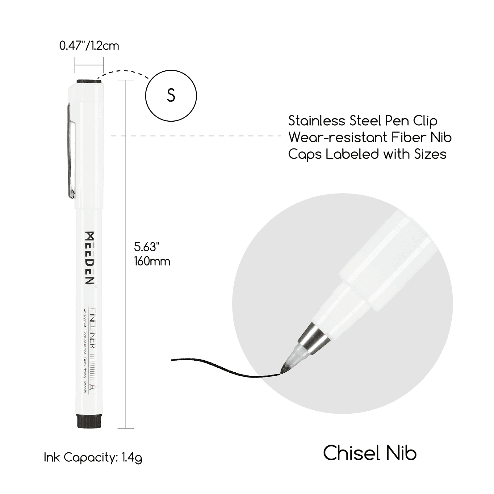 MEEDEN Black Micro Fineliner Pens – 6-Pack, 0.3-1.2mm, Waterproof Archival Ink for Sketching & Illustration