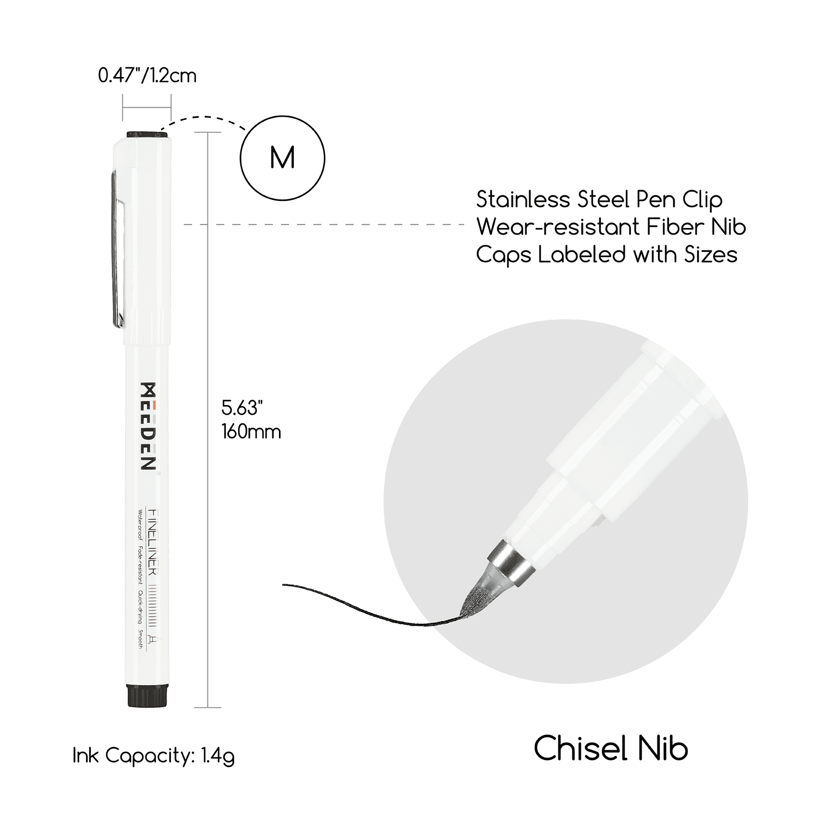 MEEDEN Black Micro Fineliner Pens – 6-Pack, 0.5-2mm, Waterproof Archival Ink for Sketching & Illustration