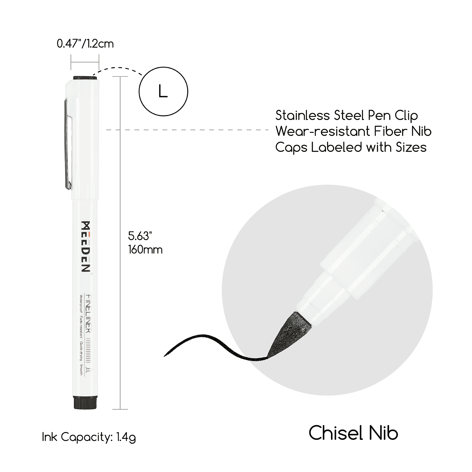 MEEDEN Black Micro Fineliner Pens – 6-Pack, 0.8-3mm, Waterproof Archival Ink for Sketching & Illustration