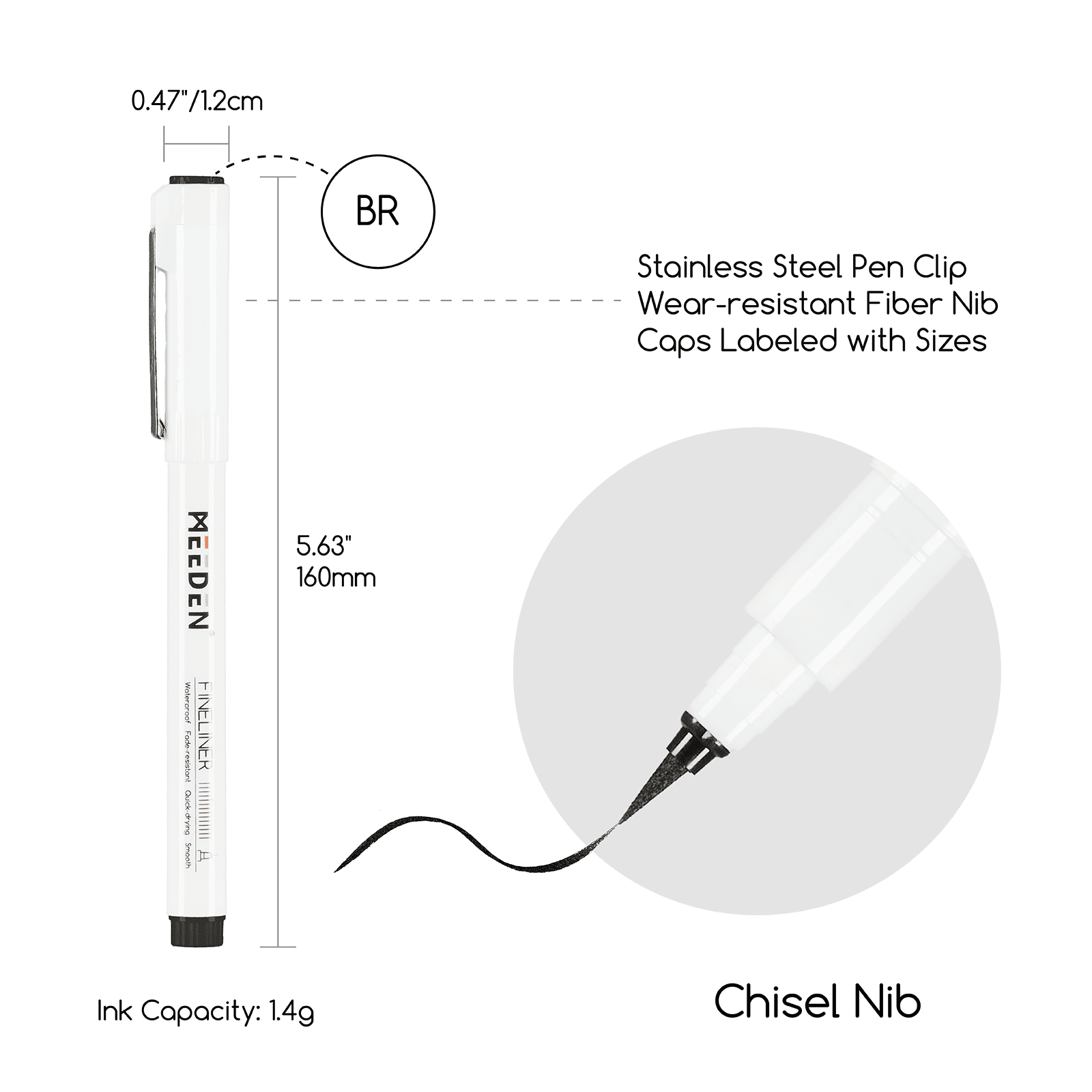 MEEDEN Black Micro Fineliner Pens – 6-Pack, 0.8-2mm, Waterproof Archival Ink for Lettering & Illustration