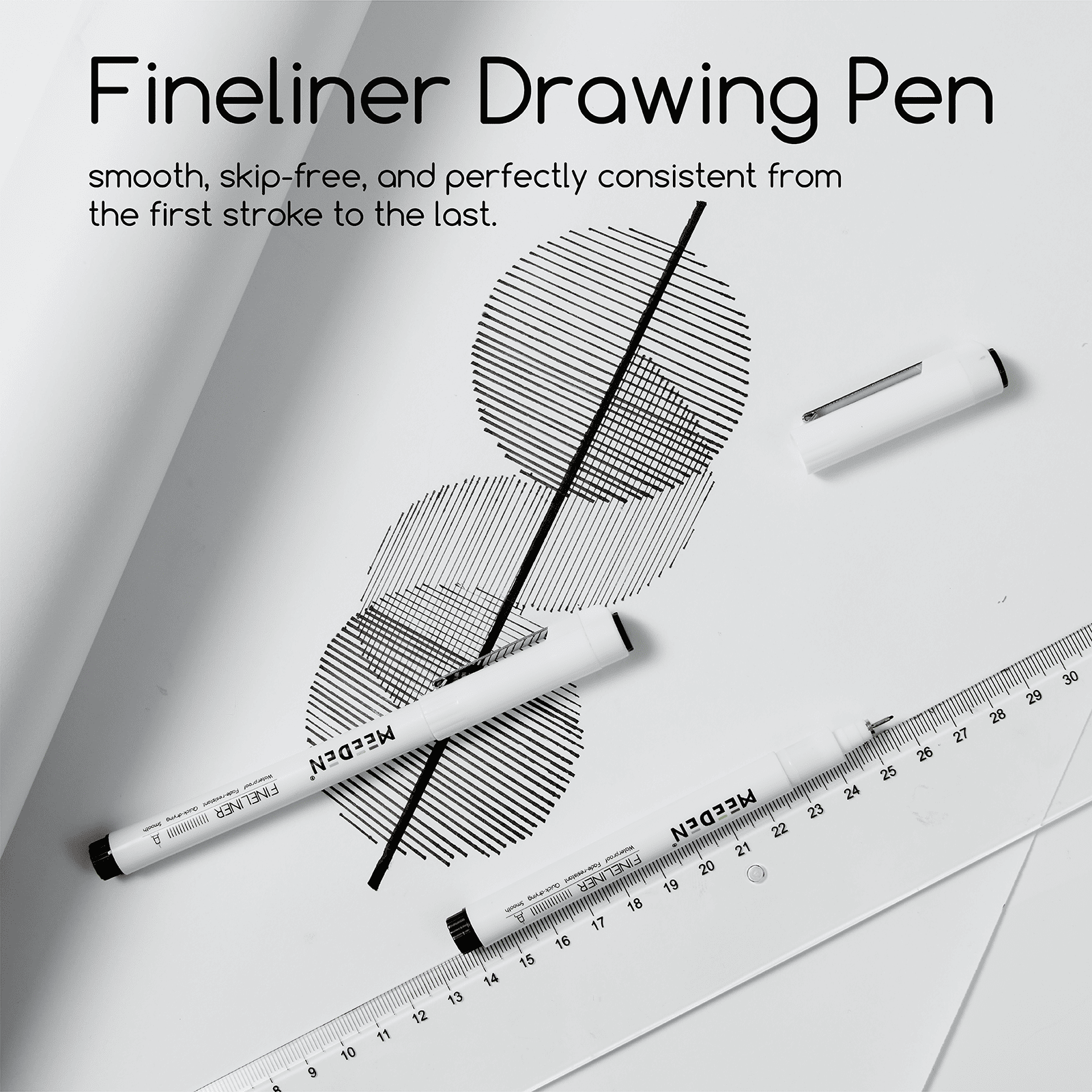MEEDEN Black Micro Fineliner Pens – 6-Pack, 0.8-3mm, Waterproof Archival Ink for Sketching & Illustration