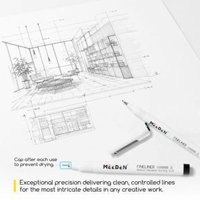 MEEDEN Black Micro Fineliner Pens – 6-Pack, 0.8-3mm, Waterproof Archival Ink for Sketching & Illustration