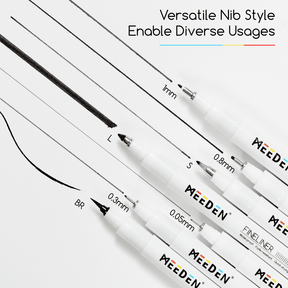 MEEDEN Black Micro Fineliner Pens – 6-Pack, 0.8-3mm, Waterproof Archival Ink for Sketching & Illustration