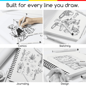 MEEDEN Black Micro Fineliner Pens – 6-Pack, 0.8-3mm, Waterproof Archival Ink for Sketching & Illustration