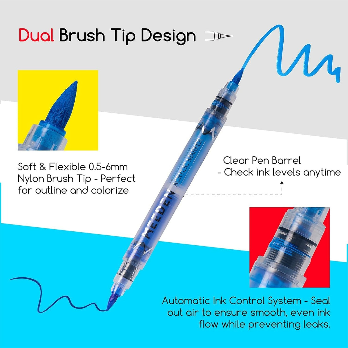 MEEDEN Dual Tip Acrylic Paint Markers, 96 Colors