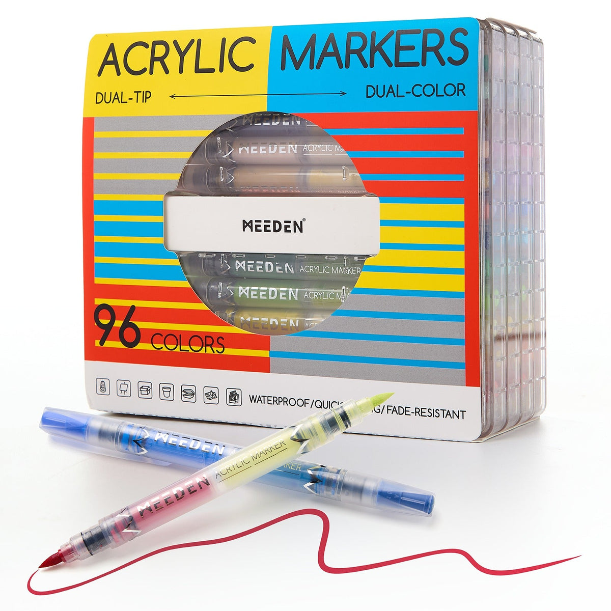 MEEDEN Dual Tip Acrylic Paint Markers, 96 Colors