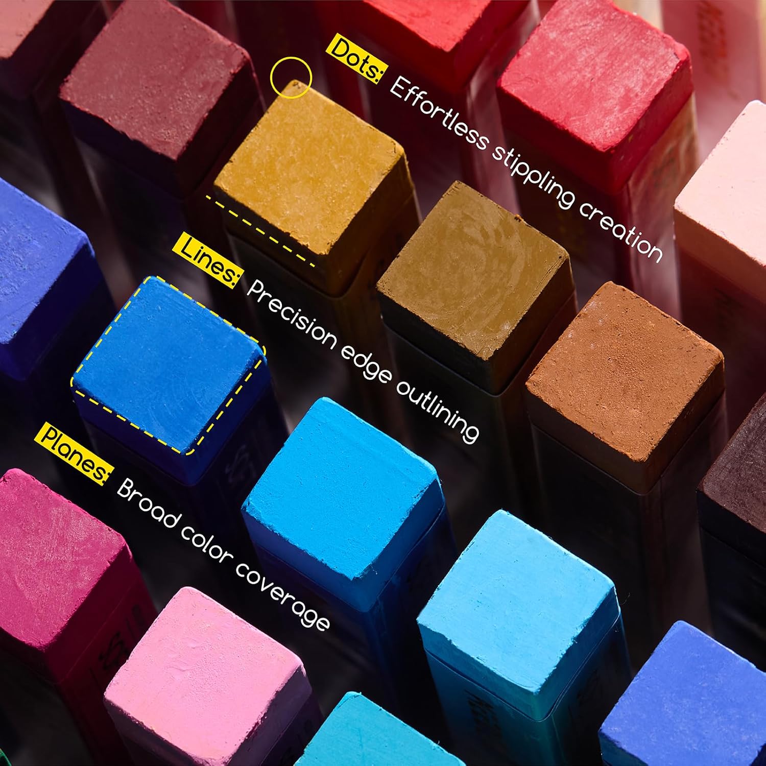 MEEDEN Professional Square Soft Oil Pastels, 48 Colors With Extra 2 White & 2 Black