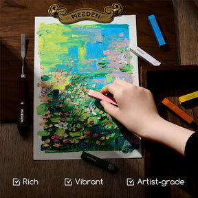 MEEDEN Professional Square Soft Oil Pastels, 48 Colors With Extra 2 White & 2 Black