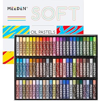 MEEDEN Professional Square Soft Oil Pastels, 48 Colors With Extra 2 White & 2 Black
