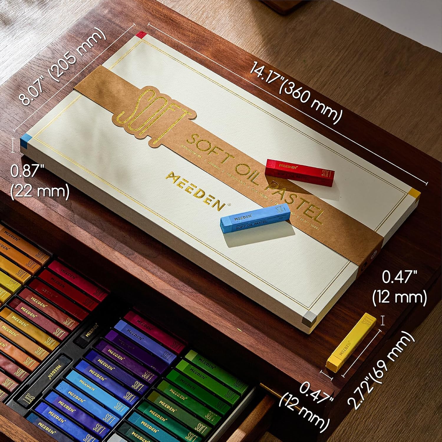 MEEDEN Professional Square Soft Oil Pastels, 48 Colors With Extra 2 White & 2 Black