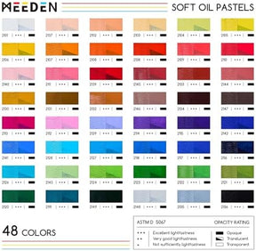 MEEDEN Professional Square Soft Oil Pastels, 48 Colors With Extra 2 White & 2 Black