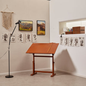 MEEDEN Extra Large Wooden Drafting Table, Light Walnut