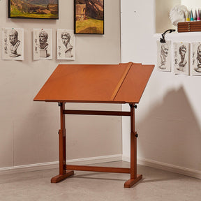 MEEDEN Extra Large Wooden Drafting Table, Light Walnut